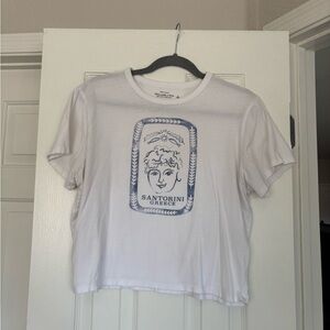 Abercrombie & Fitch White Boxy Tee with Santorini Graphic